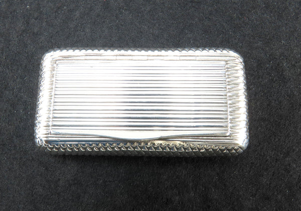 Antique 1804 English Sterling Silver Quilted Snuff Box Crosshatching Engraving