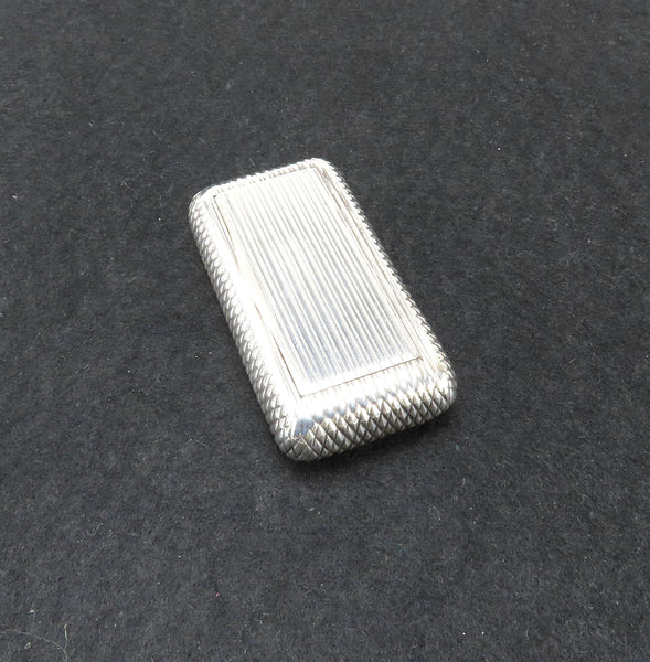 Antique 1804 English Sterling Silver Quilted Snuff Box Crosshatching Engraving