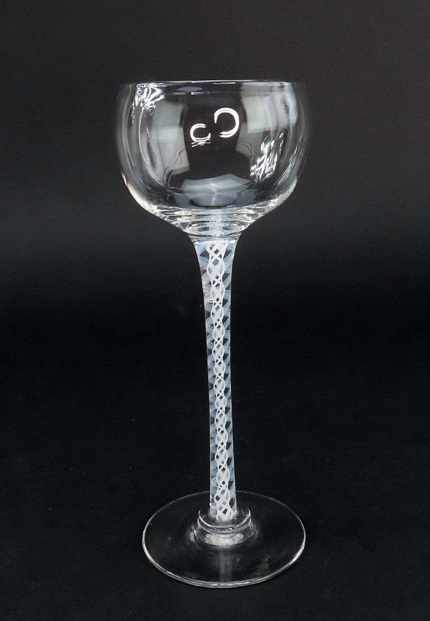 5 Tall Cotton Twist Stem Latticino 3 ozs White Wine Glasses 7 5/8" Tall