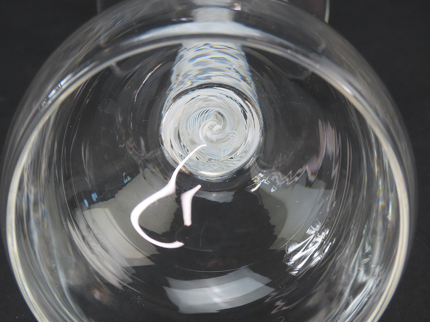 5 Tall Cotton Twist Stem Latticino 3 ozs White Wine Glasses 7 5/8" Tall