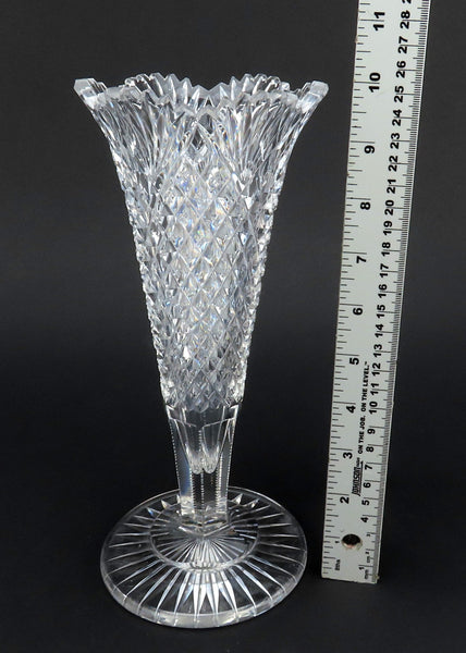 Great ABP American Brilliant Period Cut Glass Trumpet Vase 10 Inches