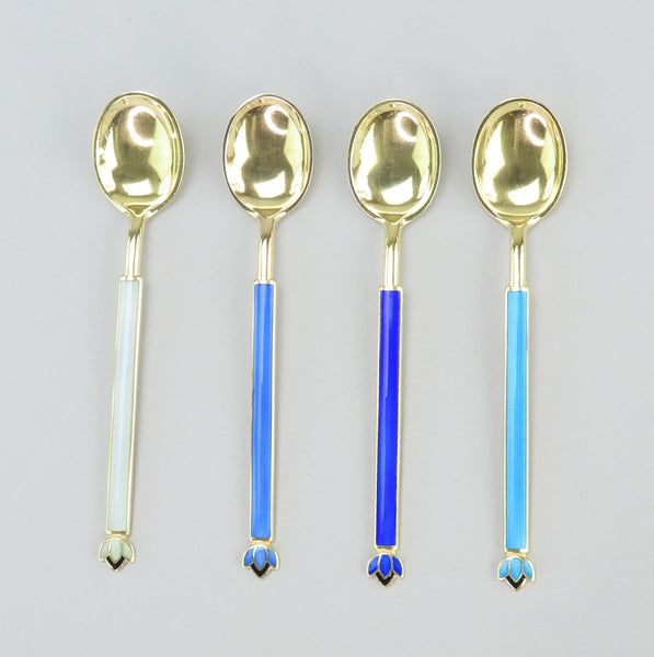 11 David Andersen Norway Sterling Silver Gilded Demitasse Spoons Enamel Handles