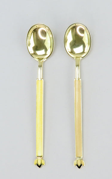 11 David Andersen Norway Sterling Silver Gilded Demitasse Spoons Enamel Handles