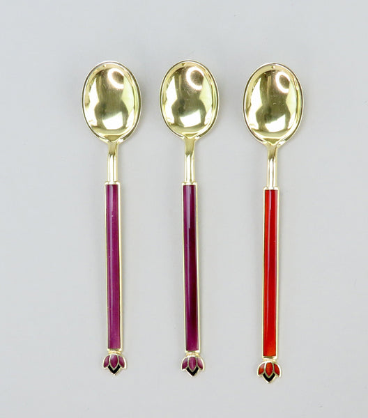 11 David Andersen Norway Sterling Silver Gilded Demitasse Spoons Enamel Handles