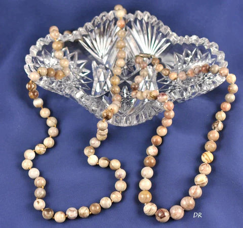 2 Earth-Tone Graduated Genuine Agate Beaded Necklaces