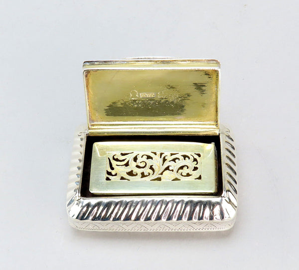 Fancy 1818 English Sterling Silver Vinaigrette or Scent Box