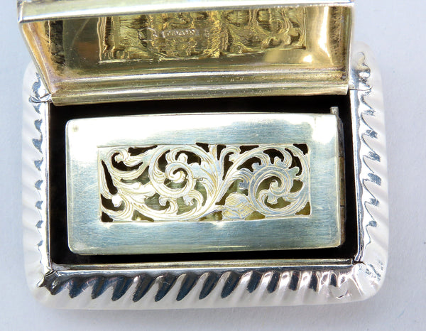 Fancy 1818 English Sterling Silver Vinaigrette or Scent Box