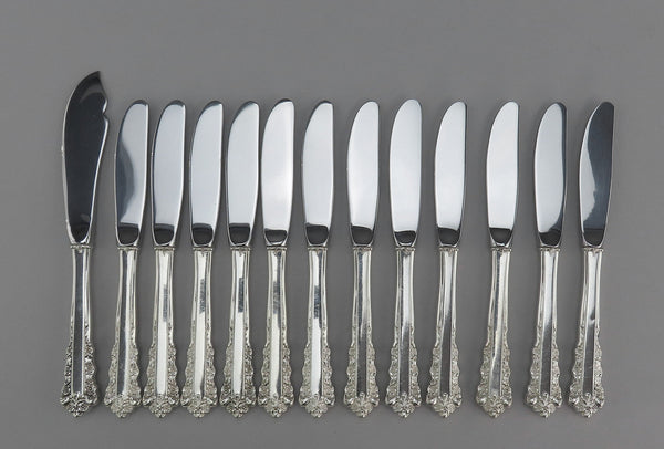 12 Butter Spreaders w/ Master Butter Sterling Knives Lunt Belle Meade No Mono