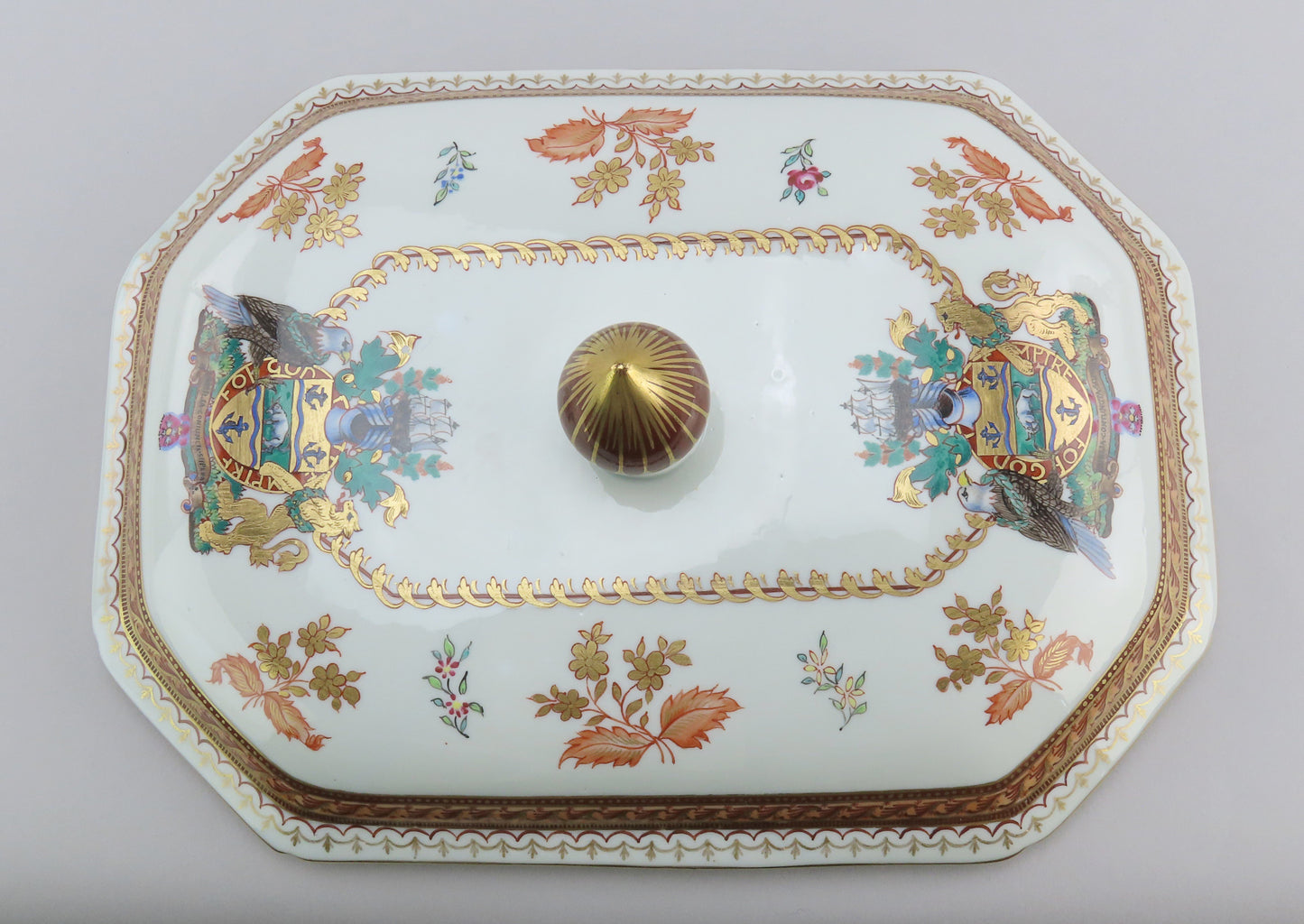 Rare Samson Armorial Handpainted OBE Coat of Arms Large Tureen w Underplate