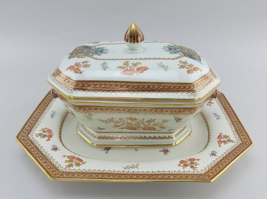 Rare Samson Armorial Handpainted OBE Coat of Arms Large Tureen w Underplate