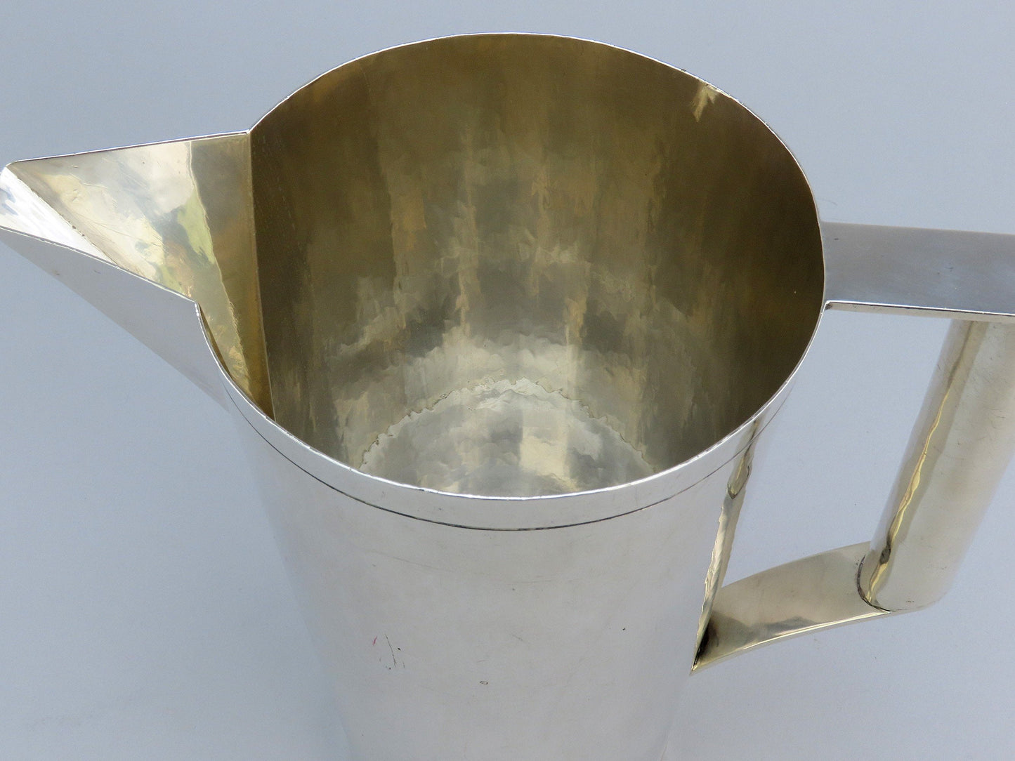 Superb Art Deco/MCM c1920s-1950s German Handwrought 800 Purity Silver Pitcher