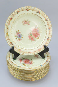 12 Royal Crown Derby Harrow 1888 Luncheon Plates Hand Painted Flowers 8 5/8"