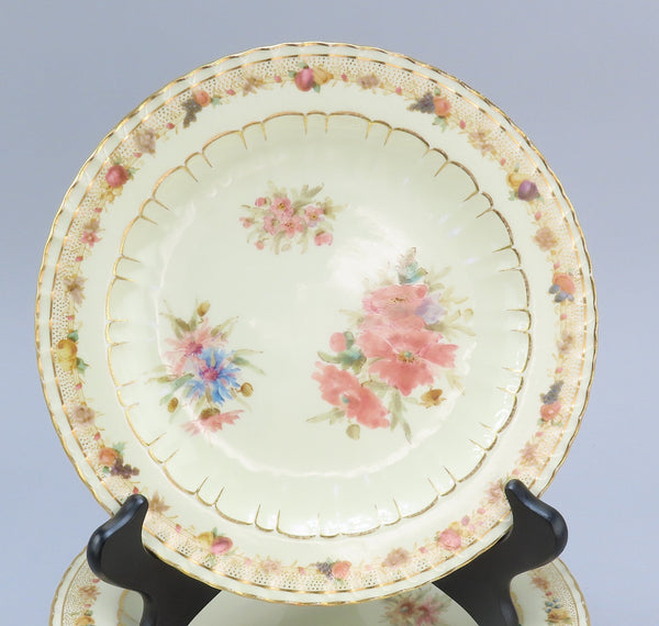 12 Royal Crown Derby Harrow 1888 Luncheon Plates Hand Painted Flowers 8 5/8"