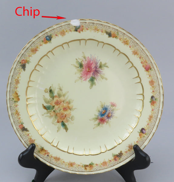 12 Royal Crown Derby Harrow 1888 Luncheon Plates Hand Painted Flowers 8 5/8"