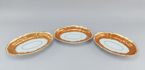 c1810 Barr Flight Barr 3pc Oval Small Serving Dishes Orange Floral Gilding 11"