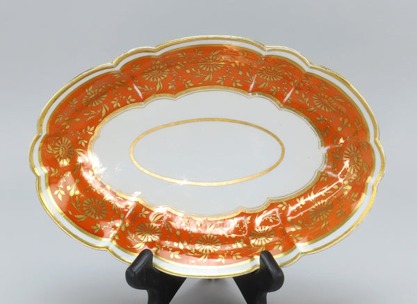 c1810 Barr Flight Barr 3pc Oval Small Serving Dishes Orange Floral Gilding 11"