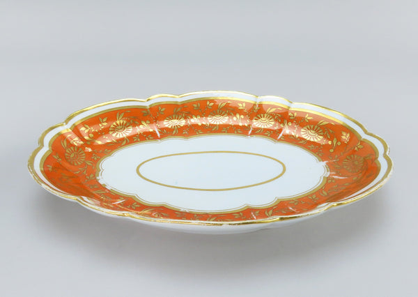 c1810 Barr Flight Barr 3pc Oval Small Serving Dishes Orange Floral Gilding 11"