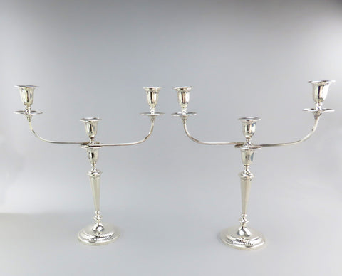 Pair 1931 English Sterling Silver Vanderbilt Estate Convertible Candelabra 18"