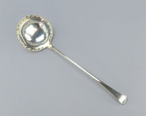 Excellent 1766 English Georgian Sterling Silver Feather Edge Large Punch Ladle