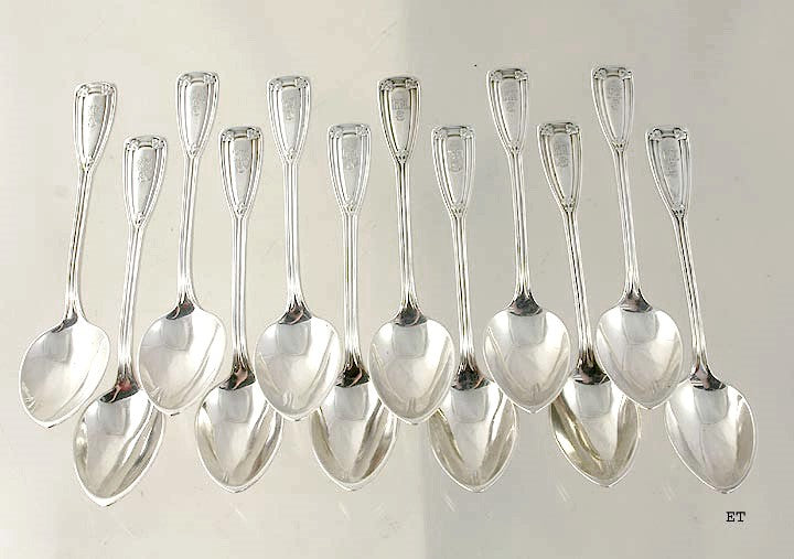 12 Rare Sterling Tiffany & Co St Dunstan Pattern 1909 Demitasse Spoons