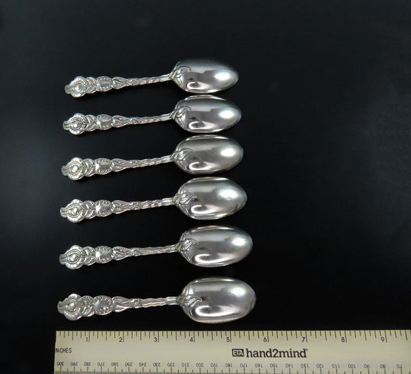 6 Nice Tiffany Atlantis Sterling Silver Teaspoons Leaf Pattern 5 3/4"