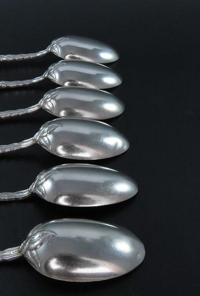 6 Nice Tiffany Atlantis Sterling Silver Teaspoons Leaf Pattern 5 3/4"