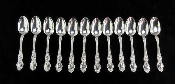 12 Wallace Violet pat Art Nouveau Sterling Silver Demitasse Spoons 4 1/4" C mono