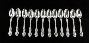 12 Wallace Violet pat Art Nouveau Sterling Silver Demitasse Spoons 4 1/4" C mono