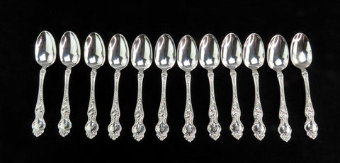 12 Wallace Violet pat Art Nouveau Sterling Silver Demitasse Spoons 4 1/4" C mono