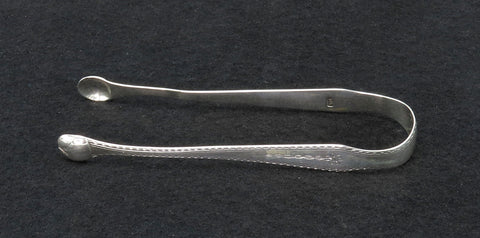 Fine Pair c1820s English Georgian Sterling Silver Bright Cut Sugar Nips Tongs