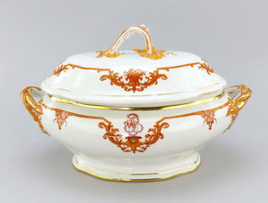 Great Large French 1870s Porcelain Oval Covered Serving Dish 13 1/2" Long
