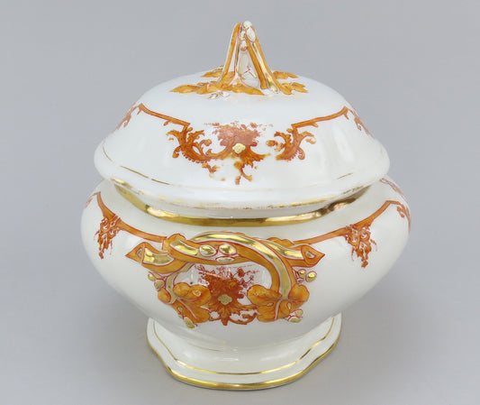 Great Large French 1870s Porcelain Oval Covered Serving Dish 13 1/2" Long