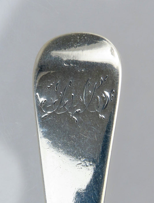 Charming Pair 1799 English Georgian Sterling Silver Master Salt Spoons