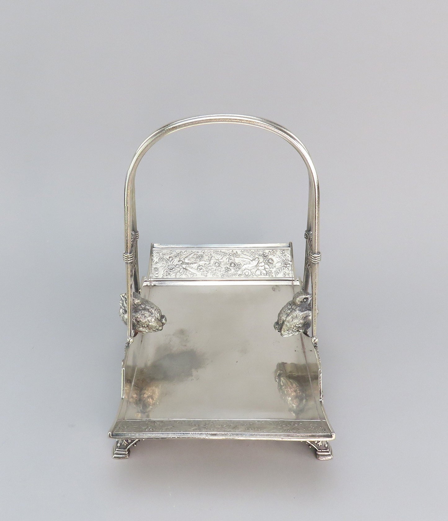 Meriden c1880 American Victorian Silverplate Song Birds Flowers Bride Basket