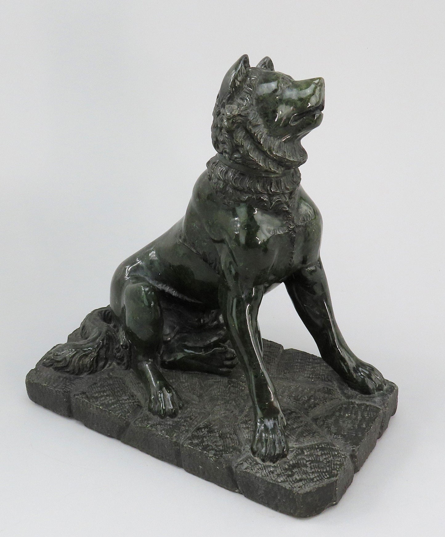 Pair c1850s Carved Serpentine Molossian Hound Jennings Dog Grand Tour Souvenirs