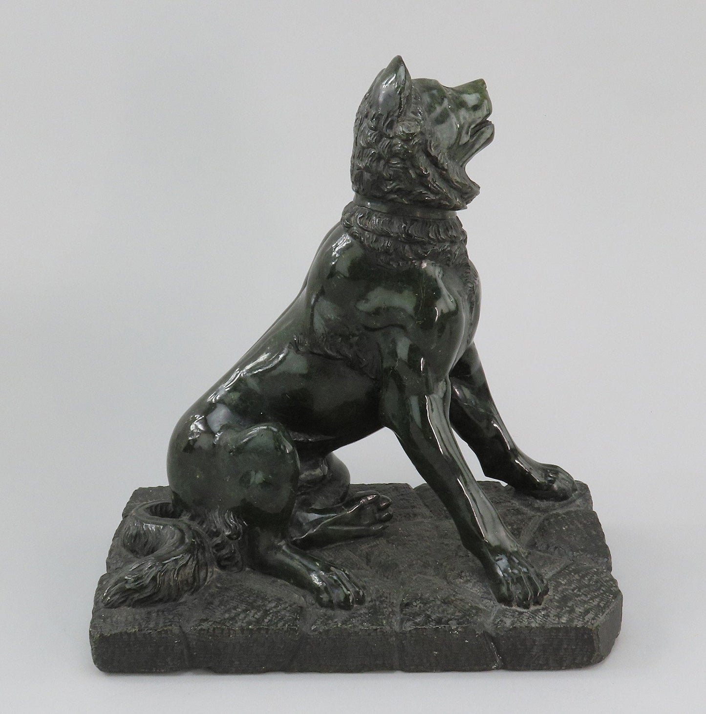 Pair c1850s Carved Serpentine Molossian Hound Jennings Dog Grand Tour Souvenirs