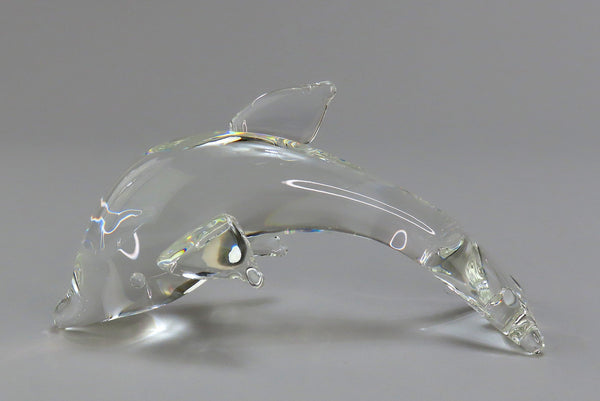 Fine Pair VTG Steuben Art Glass Dolphins Porpoises 8125 Lloyd Atkins ~6.5"