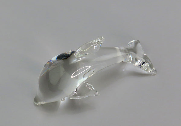 Fine Pair VTG Steuben Art Glass Dolphins Porpoises 8125 Lloyd Atkins ~6.5"