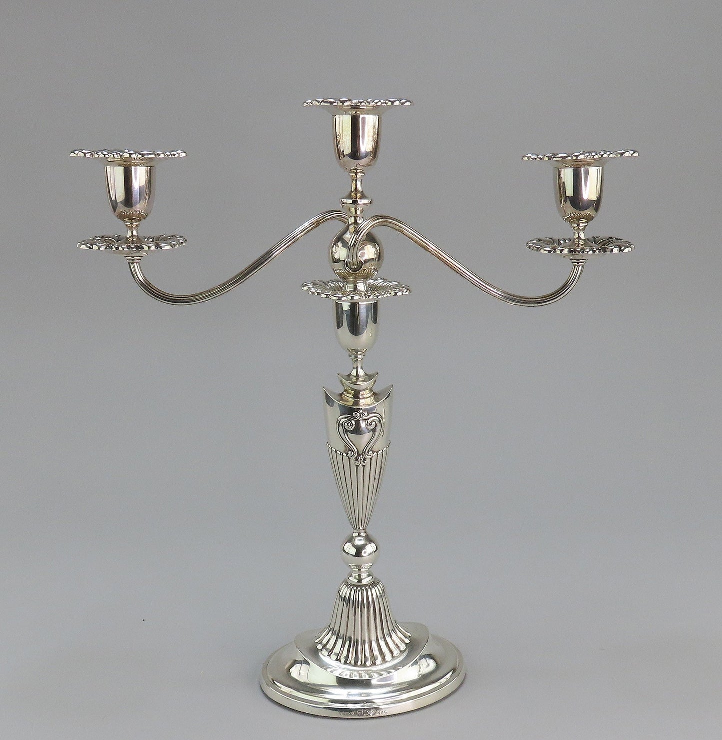 Stunning Pair 1885 Dominick Haff Sterling Silver Adams Style 3 Light Candelabra