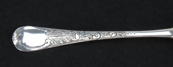 Fine 1741 English Sterling Silver Hand Chased Courting Scene Serving Spoon