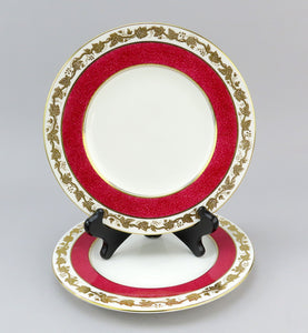 Pair Wedgwood Whitehall W3994 Powder Ruby Bone China Luncheon Plates 9"