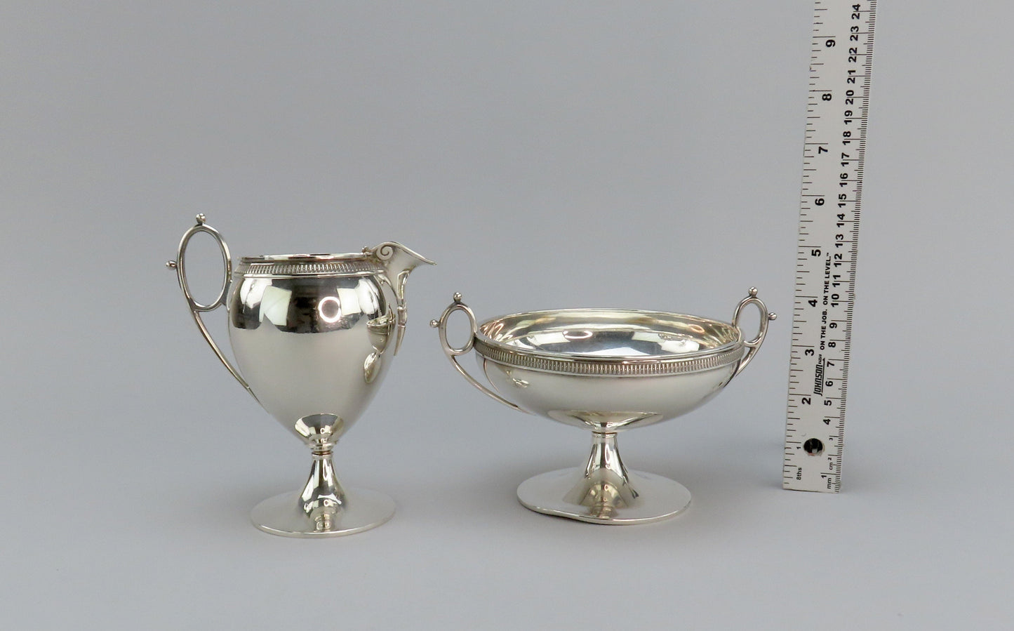 c1875 Antique Tiffany Co Sterling Silver Creamer and Sugar Bowl Set