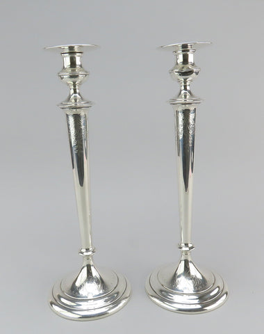 1917 Elegant Pair Tall Gorham Sterling Silver Candlesticks 14" A10918/1