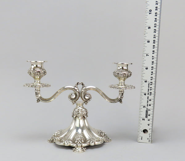 Beautiful Pair Portuguese 833 Silver 6 3/8" Low 2 Light Candelabra Candlesticks