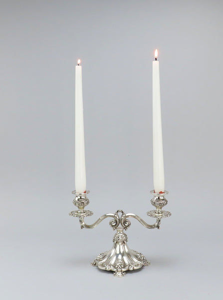 Beautiful Pair Portuguese 833 Silver 6 3/8" Low 2 Light Candelabra Candlesticks