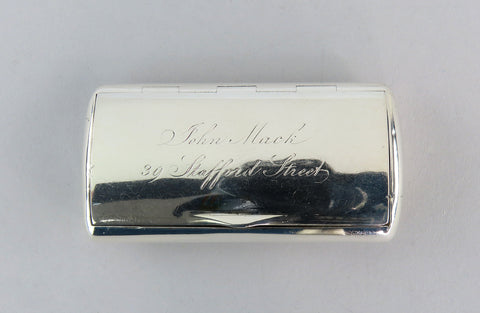 1806 English Sterling Silver Snuff Box Monogram Engraving