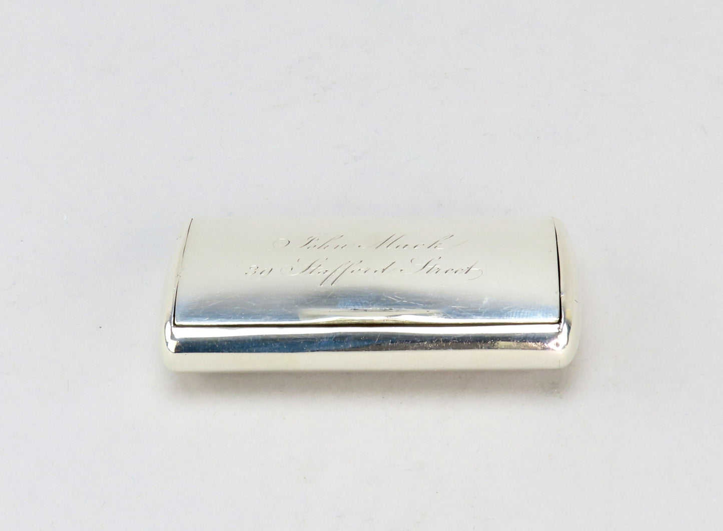 1806 English Sterling Silver Snuff Box Monogram Engraving