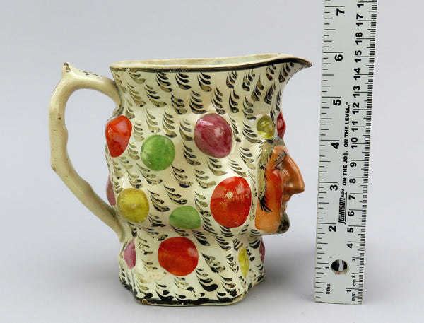 Charming c1790 Staffordshire Character Jester Juggler Satyr Face Jug Pitcher