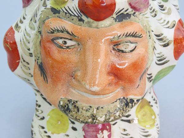 Charming c1790 Staffordshire Character Jester Juggler Satyr Face Jug Pitcher