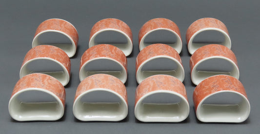 Vintage Set 12 Porcelain Napkin Rings Villeroy and Boch Siena Pattern